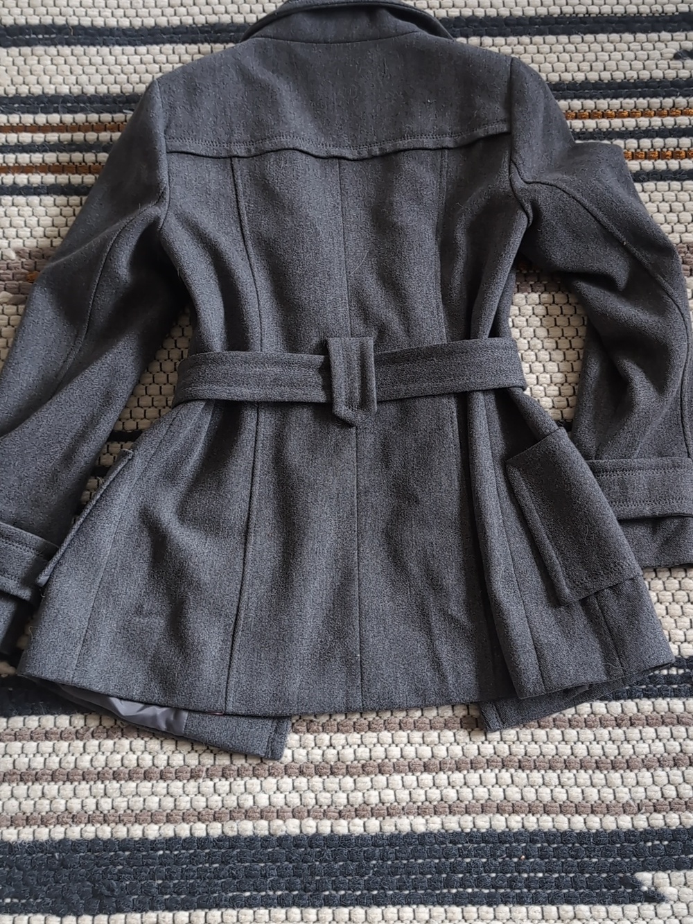 Perfect Loft Classic Women's Gray Belted Wool-Blend Coat - Picture 6 of 7